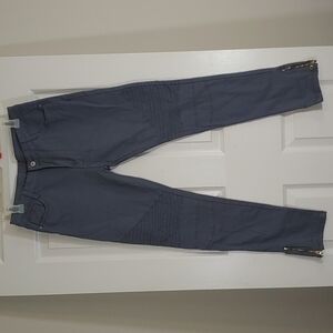 Grey Blue Purple Textured Stretch Cotton Denim Jeans Pants Ankle Zip Size L